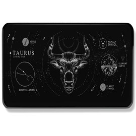 Taurus Zodiac Sign Wallet Card - Astrology Symbol Planet Venus Element Earth - Small Black Wallet Card