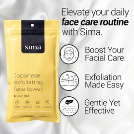 Sima Brand Exfoliating Washcloth Face & Body Scrub Towel - Japanese Exfoliating Towel with Hexagon Fibers, Body Scrubber with 2 Sides for Scrubbing & Washing (27cm x 35cm)