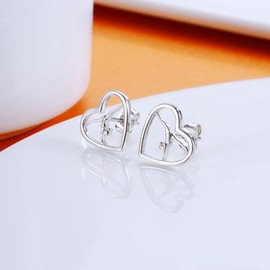 Gymnastics Sport Earrings Stud Sterling Silver Gymnast Team USA Ballerina Rose-gold Jewelry Gift for Girls Women Birthday Christmas, 925, no saber