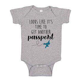 Time to Get Another Passport Travel Pregnancy Announcement Baby Bodysuit Infant One Piece 6 mo Athletic Heather