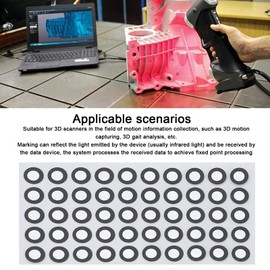 1000 Pcs 3D Scanning Marker, ID 6mm OD 10mm Positioning Targets with Black Contour for 3D Scaner, High Reflection Strong Adhesion 3D Tracking Dot Reference Point Markers, 20 Sheets