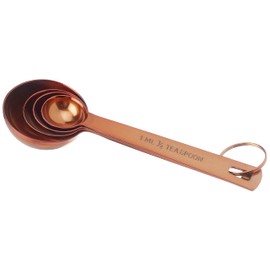 KitchenCraft MCMSPNCOP MasterClass Measuring Spoon Set, Stainless Steel, 9 x 12 x 16 cm, Brown