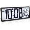 WallarGe Backlight Digital Wall Clock Battery Operated - with Temperature