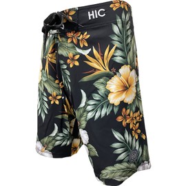 Hawaiian Island Creations (HIC) 19" KUKUI 8 Way Stretch Boardshorts, Black, 54