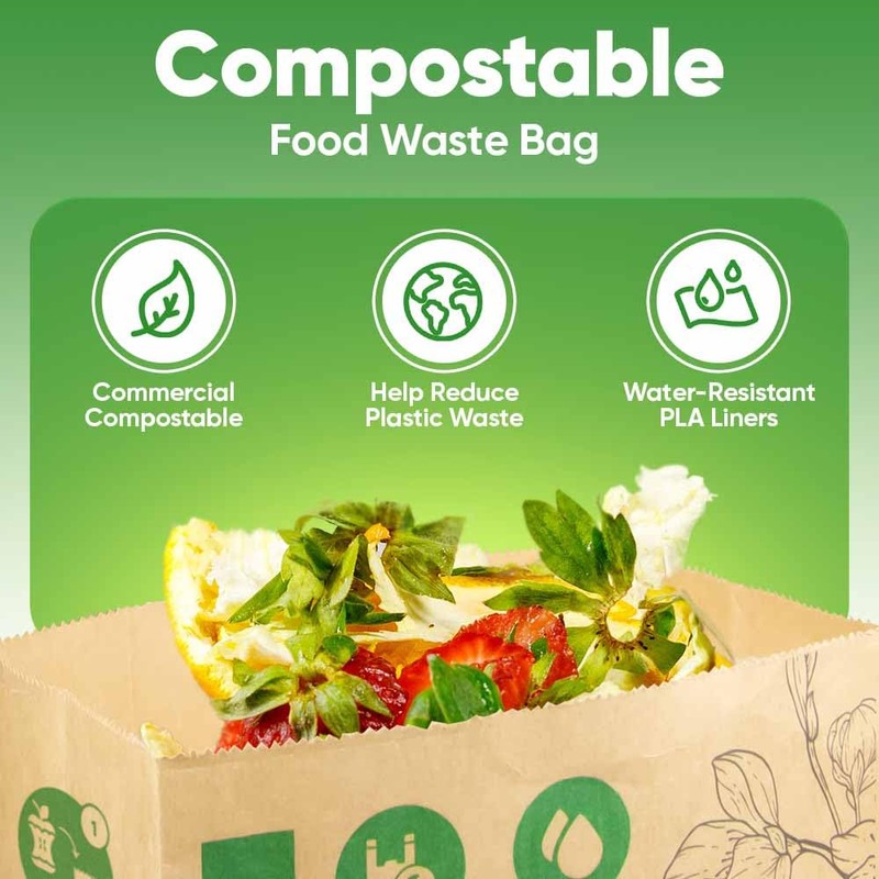 Kitchen Food Waste Bags – 40 bags – 100% Compostable