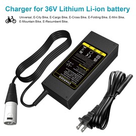 TREE.NB 42V 2A 3-Pin XLR Charger 36V Li-ion Battery Charging Adapter with 3-Pin Male XLR Connector