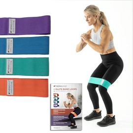 THERABAND - Bandas de tela para ejercicios para el hogar o viajes, diseñadas para la fuerza del glúteo y la parte inferior del cuerpo, juego de 4 band