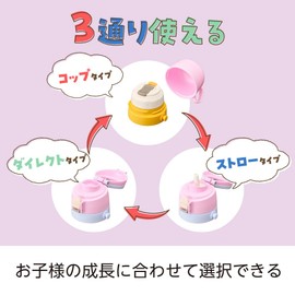 【Washable Kids Bottle】 DOSHISHA Water Bottle for Children, 3-Way Washable Kids Bottle 600ml, Vacuum Insulated, Keeps Hot and Cold, Thermos, Pink