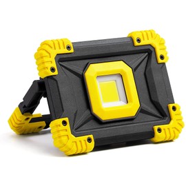 Stanlips LED Work Light Rechargeable,20W 1400 LM Super Bright Waterproof COB Flood Lights with Portable Handle for Camping Hiking Fishing Emergency Car Repairing.Yellow,6.4''x4.5''x1.8''