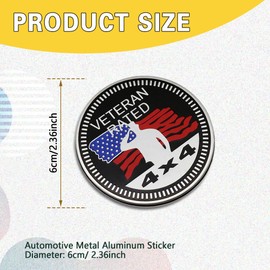 Middrivr 3D Metal Car Badges Emblems, Veteran Rated Badges, 4 x 4 Automotive Badge, Round Emblem Decals, Exterior Emblems Badge Compatible with Jeep Wrangler Vehicles Trucks SUV