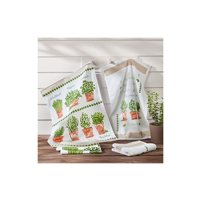 Erwin Müller Tea Towel Pack of 3 Cotton Herbs Size