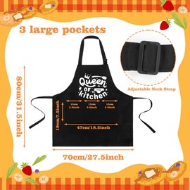 Nodaaiie 3 Pack Funny Cooking Aprons for Women and Men Grill Aprons Black Oil-Proof Kitchen Aprons with Pockets Adjustable Bib, Gift for Home Chef, Mom, Dad, Valentine’s Day, Christmas