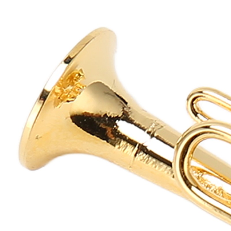 Gold Miniature Trumpet Shaped Lapel Brooch Pin Brass Exquisite Mini