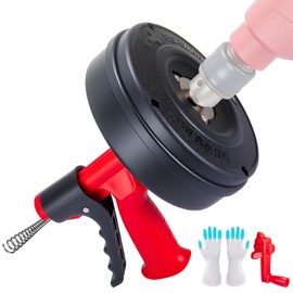 Drain Snake Hair Drain Clog Remover,SEVVETROOL Plumbing Drain Auger Snake Drill Attachment Toilet Snake for Bathroom Kitchen Tub Shower Drain Clog Remover with Gloves(33ft/10M)