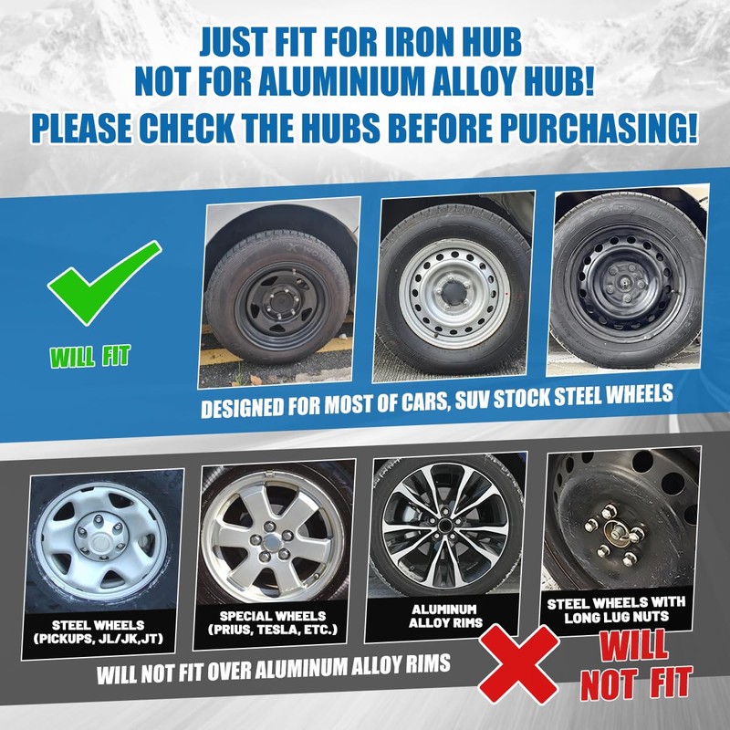 17 Inch Hubcaps Wheel Covers, Universal Hub Caps Set of