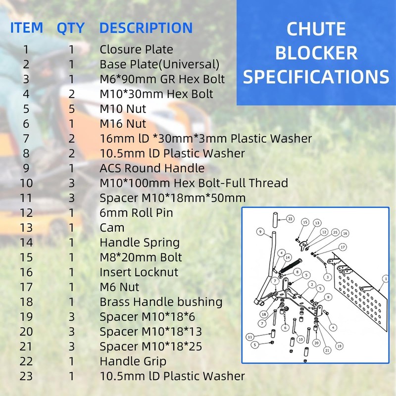QSRUN Mower Discharge Shield Compatible with ACS6000ULS/088-6003-00 Advanced Chute System/Chute