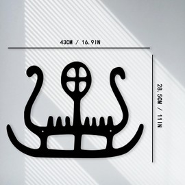 RESACO Viking Ship Metal Wall Decor Viking Symbols Wall Art Gift for Viking Lovers Pirate Ship Art for Living Room Decor Nordic Mythology Hanging (Black - L)