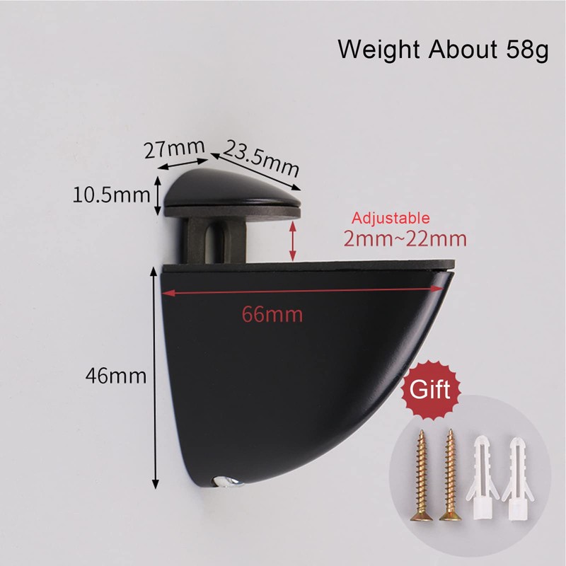 Adjustable Glass Shelf Bracket, Qikuver Adjustable Wood/Glass Shelf Bracket Wall