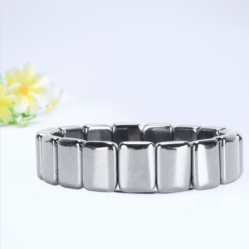 Terahertz Rectangle Bead Bracelet Energy Stone Fashion Unisex Terahertz Elastic