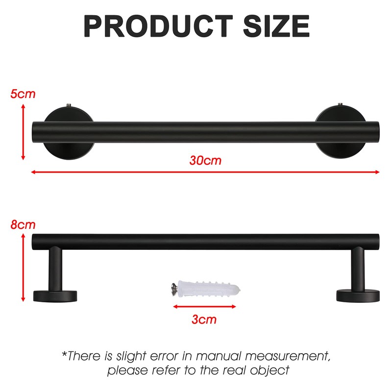 30 cm Bath Towel Bar, Stainless Steel Matte Black Towel