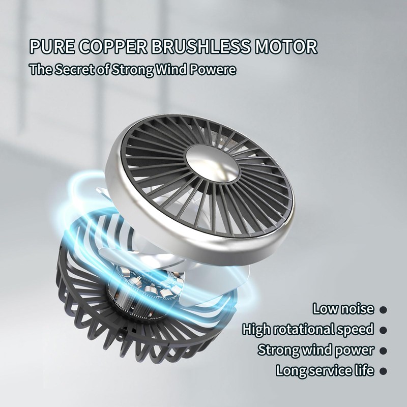 USB Car Fan for Backseat - Dual Head 360° Rotatable