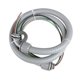 Electrical AC Whip Assembly -1/2" x 4ft Non-Metallic Liquid Tight Electrical Conduit and 10 Gauge Wire A/C Hook-up Whip Kit
