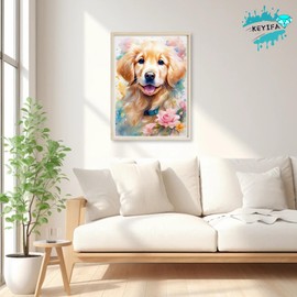 KEYIFA Diamond Painting Kits for Adults, Dog 5D Diamond Art for Beginner, Round Full Drill Diamond Dots Golden Retriever Crystal Painting with Diamonds, DIY Gems Art Craft for Wall Decor Gift 30x40cm