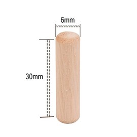TERF® 200 Pcs Wooden Dowel Pins 6mm X 30mm Wood Dowels Solid Hard Wood Dried Fluted Beveled Hardwood Rods Furniture for Professional Carpenters DIY and Craft Projects