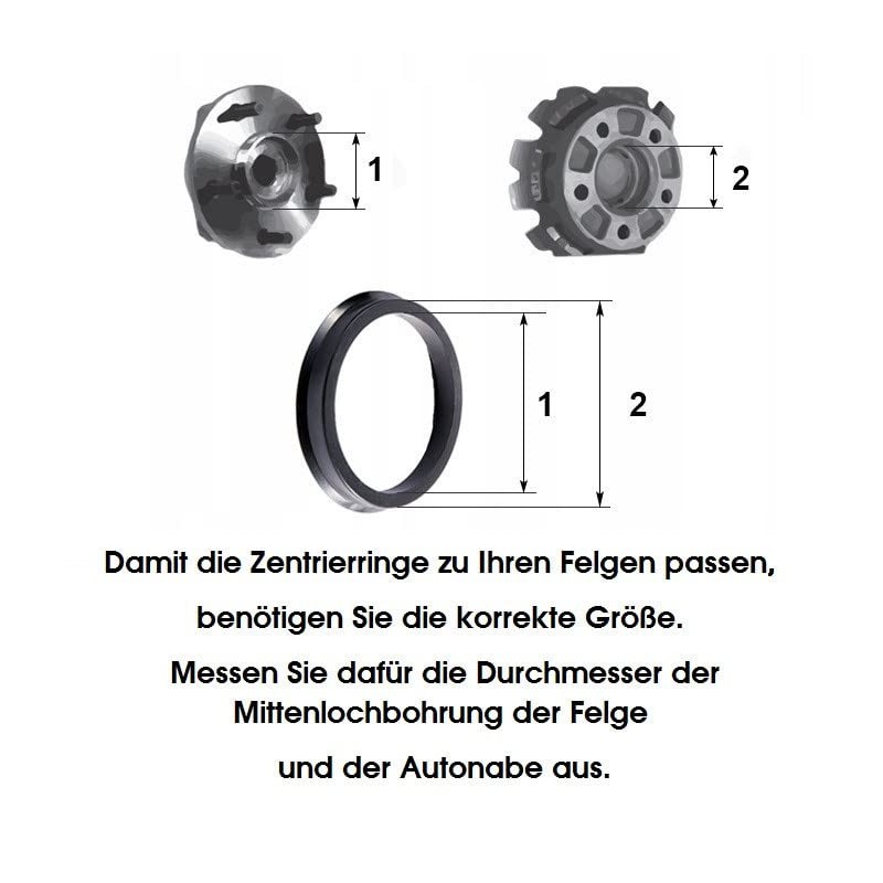 Hallenwerk 78.1 to 66.1 mm, 4 pieces, centring rings, centre