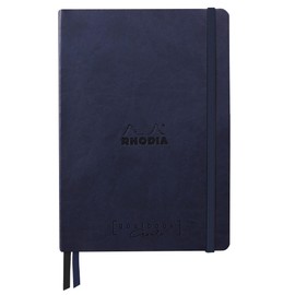 RHODIA 194449C - Bullet Journal Goalbook Creation Rigid Notebook Midnight Blue - A5 15.5x21x2 cm - Dotted Dot - 160 pages Clairefontaine Maya Smooth Black Paper 120 g/m - Faux Leather Cover