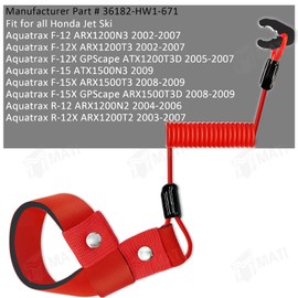 M MATI Stop Kill Switch Safety Lanyard Band Tether Cord for all Honda Jet Ski Aquatrax F-12 F-15 R-12 ARX1200 ATX1200 ARX1500 ATX1500 36182-HW1-671