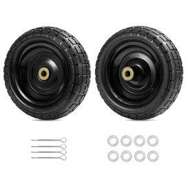 Parts Camp For Gorilla Cart Wheels 13-Inch replacement gorilla cart tires 4.00-6 Flat-free Solid Tire and Wheel For Hand Trucks/Garden Carts/Wheelbarrow/Dolly-5/8"Axle Borehole 2.1"Hub offset (2 Pack)