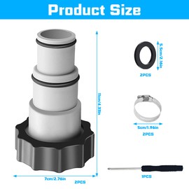 DAJASD 2 x pool adapter A, hose adapter for pump, adapter for Intex pool, can be used for pool hose connections with screwdriver, sealing ring and hose clamp