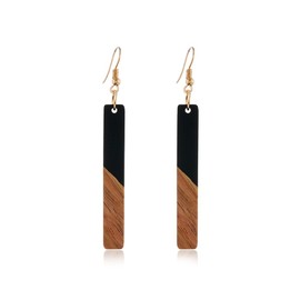 ZHOUMEIWENSP Wooden Earrings for Women Boho Earrings Dangling Statement Earrings (Black)
