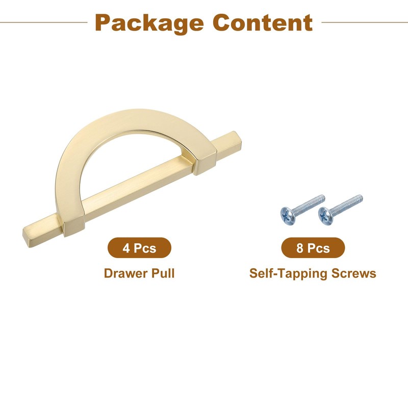 sourcing map 4 Pcs 3.78 Inch Kitchen Cabinet Handles, Half