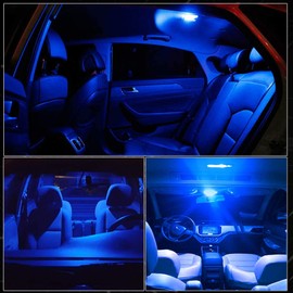 YM E-Bright 6-Pack Blue LED Panel Dome Light,Car Interior Lights For Map Dome Reading Door Courtesy Light Bulbs 5050 12SMD With T10 BA9S Festoon Adapters