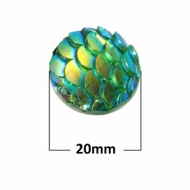 Unbranded 10 pcs Mermaid Fish Scales Resin Carved Embellishment Cabochons Green AB – 20mm