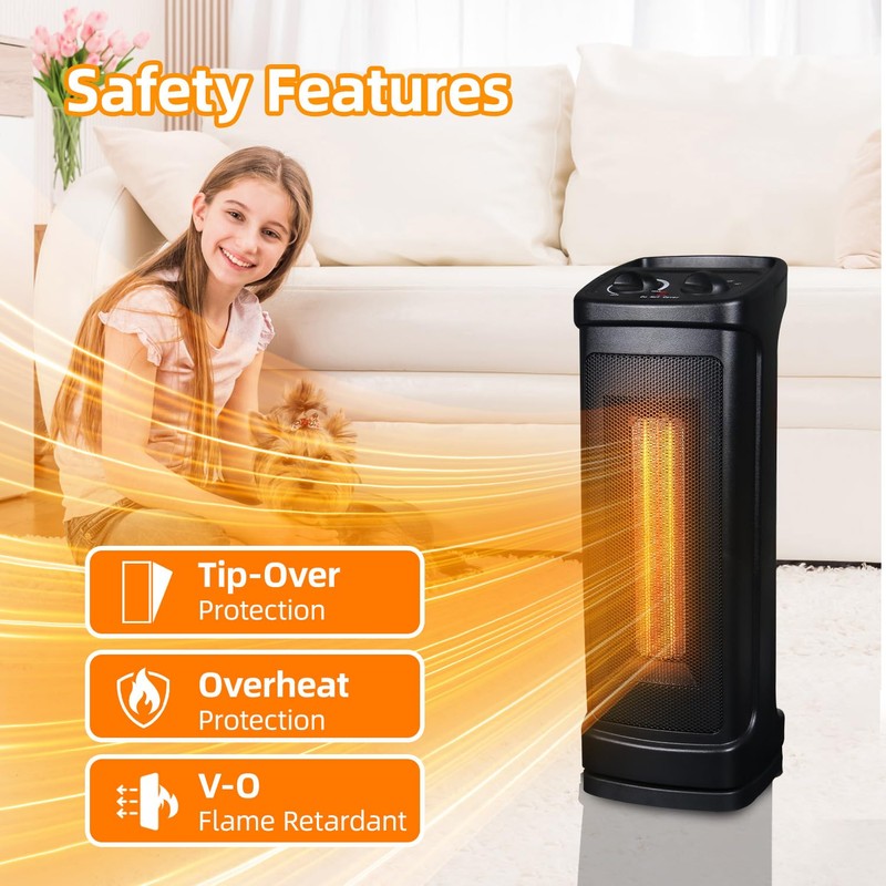 Elevon Space Heater for Indoor Use, 1500W Electric Portable Ceramic