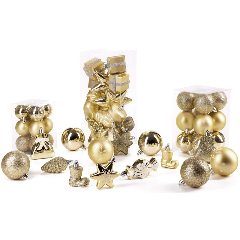 Brubaker 77-piece set Christmas tree decorations with baubles, stars, boots,