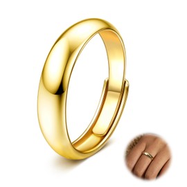 Finrezio 5mm 14K Gold Filled Rings for Women Men Adjustable Gold Stacking Ring Stackable Band Thin Gold Thumb Pinky Finger Ring Non Tarnish Simple Plain Ring