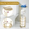 Gold Toilet Paper Holder Stand with Shelf, Freestanding Tissue Roll