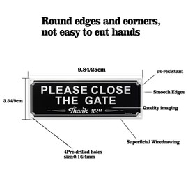 laveroar Please Close the Gate Sign - 9.8 x 3.5inch Metal Please Close the Gate Sign for Fence, Yard, or Wall - 3 installation methods