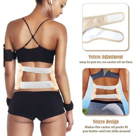 Castor Oil Pack Wrap Reusable Castor Oil Pack Kit, Adjustable Elastic Strap Machine Washable Anti Oil Leak (Velcro set)