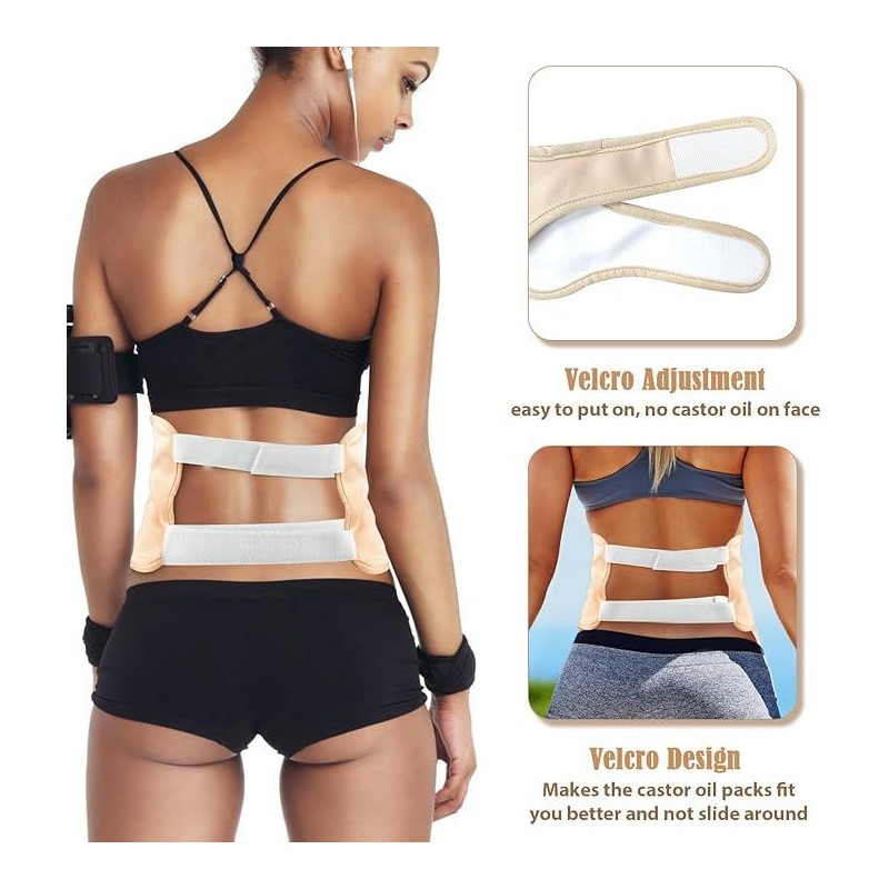 Castor Oil Pack Wrap Reusable Castor Oil Pack Kit, Adjustable
