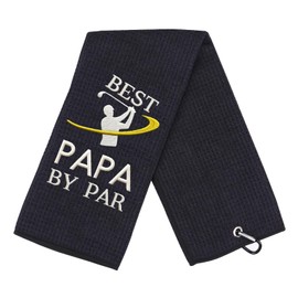 OXYEFEI Best Dad Golf Gifts,Funny Golf Towel,16”x 24” Microfiber Waffle Embroidered Golf Towels for Golf Bags for Men,Christmas Birthday Retirement Gifts