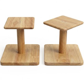 OKOstand Desktop Speaker Stands Made of Pure Solid Wood, Natural Style, 360° Rotatable Top Plate, Suitable for Medium/Large Tabletop Speakers and Studio Monitors (Natural Oak_DSS9(9 inch))