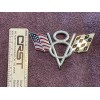 American 2 EA METAL CHROME V8 EMBLEM WITH AMERICAN FLAG