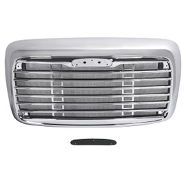 HECASA Front Bumper Grille Compatible with 2000-2008 Freightliner Columbia A1715251002 A1715251003 2425202 Plastic+Steel Grill Chrome+Electrophoresis Silvery+Black