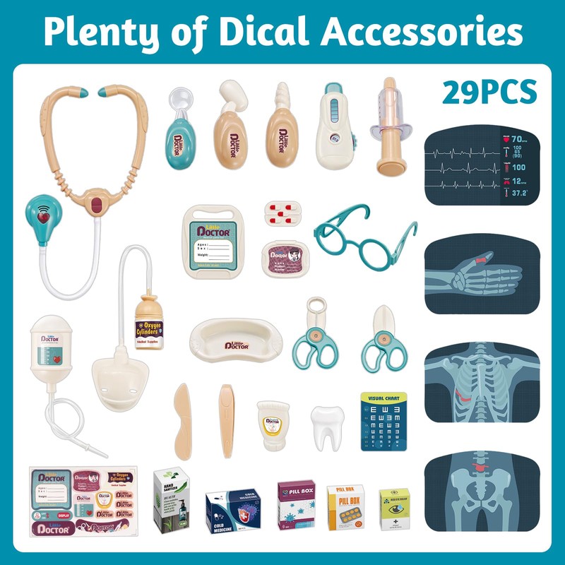 29 Pcs Doctor Kit for Toddlers 3-5 Pretend Play Toys
