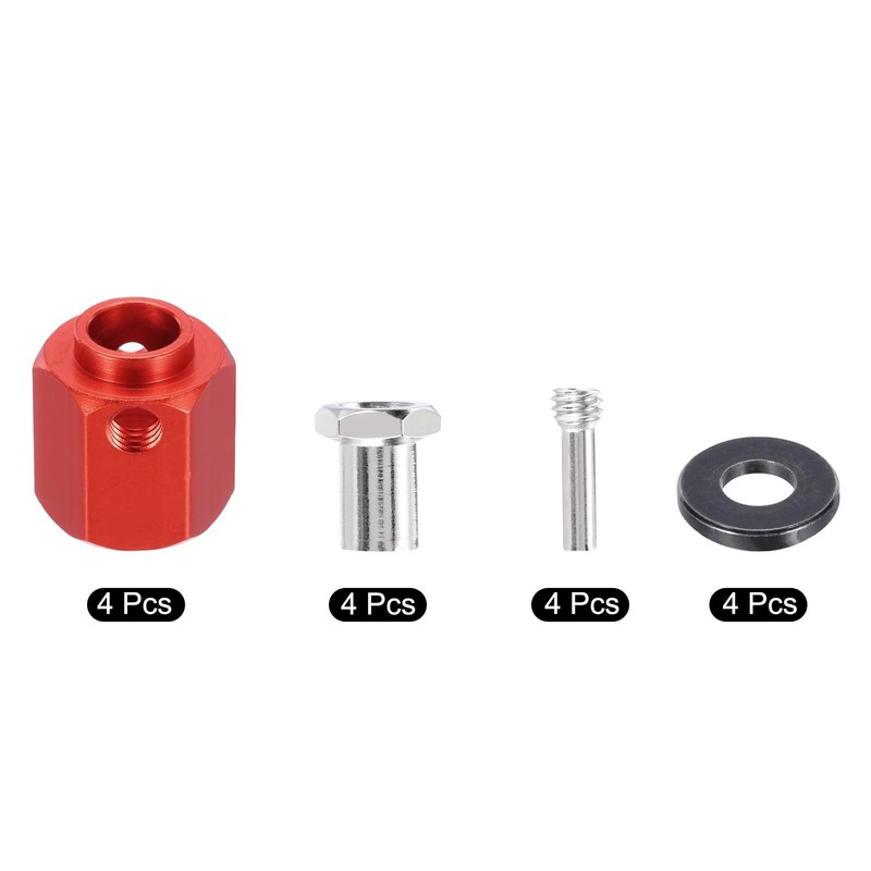 sourcing map Aluminum Wheel Hex Hub 12mm Hex Extended Spacers